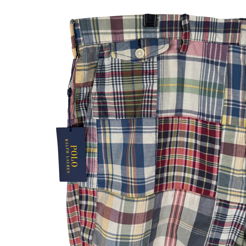 Polo Ralph Lauren Madras Patchwork Plaid Shorts Mens 40W Classic Fit 9"Multi NWT - Picture 2 of 9